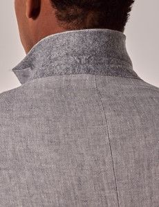Light Grey Hopsack Linen Italian Slim Suit Jacket - 1913 Collection-preview5