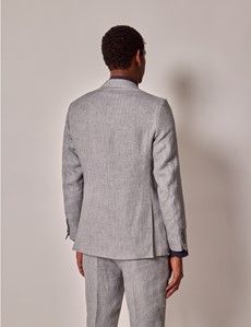 Light Grey Hopsack Linen Italian Slim Suit Jacket - 1913 Collection-preview9