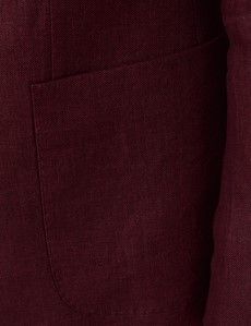 Burgundy Hopsack Linen Italian Slim Suit Jacket - 1913 Collection-preview2