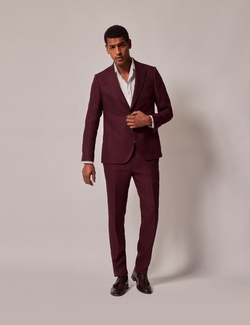 Burgundy skinny suit best sale