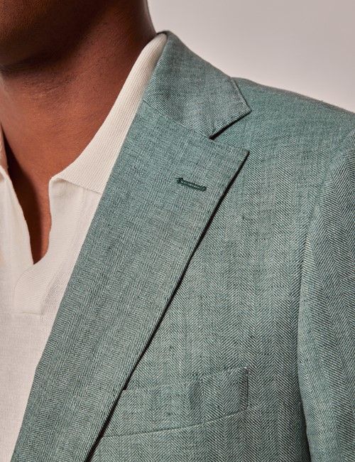 Slim Fit Sea Green Herringbone 1913 Suit Jacket-preview