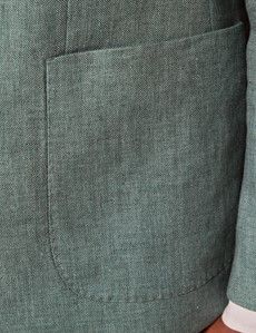 Sea Green Herringbone Linen Italian Slim Suit Jacket - 1913 Collection-preview2