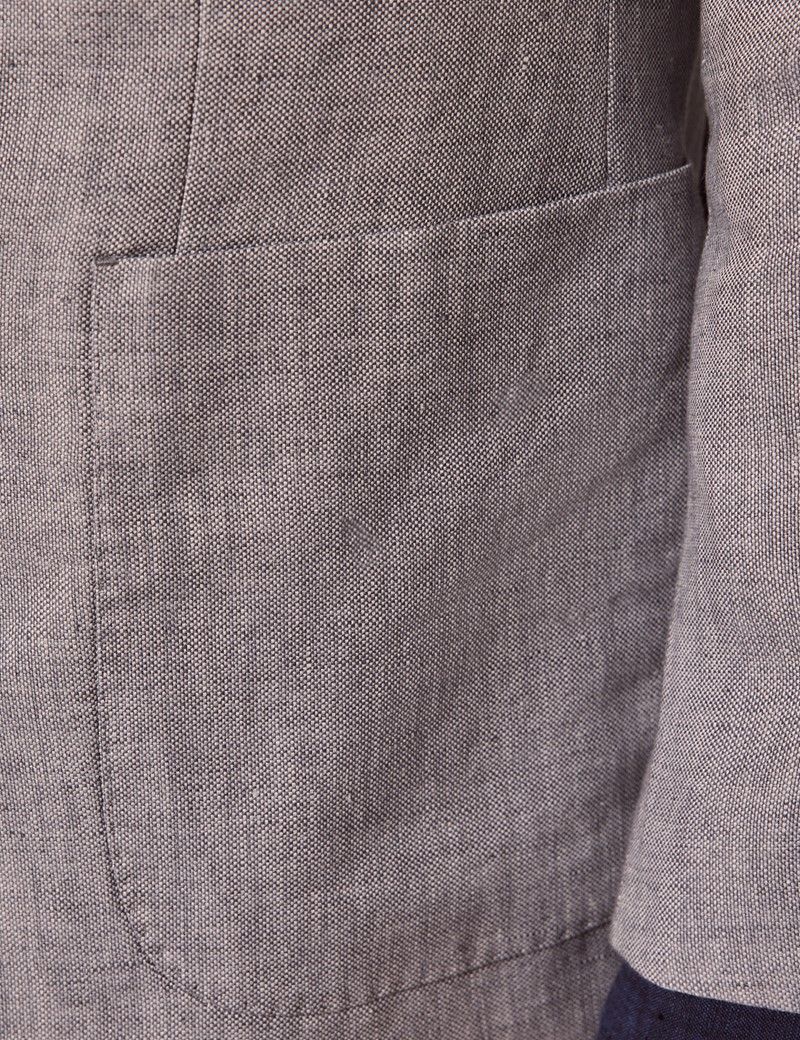 Men's Light Grey Hopsack Linen Italian Slim Suit - 1913 Collection ...