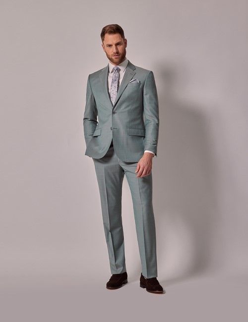 Green Sharkskin Tailored Italian Suit - 1913 Collection