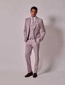 Pink Sharkskin Tailored 3 Piece Italian Suit - 1913 Collection