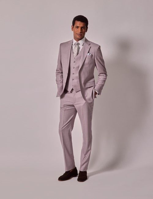 Pink Sharkskin Tailored 3 Piece Italian Suit - 1913 Collection