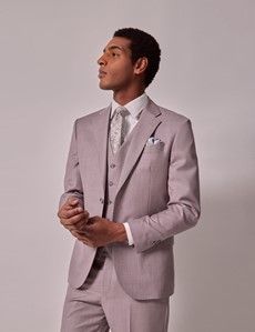 Pink Sharkskin Tailored 3 Piece Italian Suit - 1913 Collection-preview2