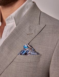 Beige Crepe Double Breasted Tailored Italian Suit Jacket - 1913 Collection-preview1