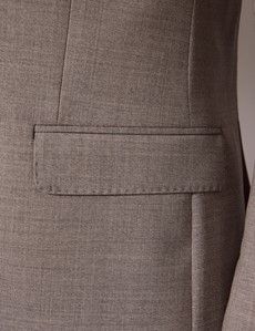 Beige Crepe Double Breasted Tailored Italian Suit Jacket - 1913 Collection-preview3