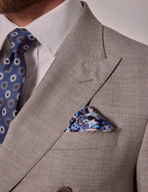 Beige Crepe Double Breasted Tailored Italian Suit - 1913 Collection-preview