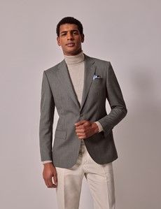 Green Crepe Tailored Italian Suit Jacket - 1913 Collection