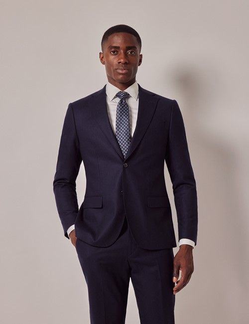 Navy Slim Flannel Suit Jacket - 1913 Collection