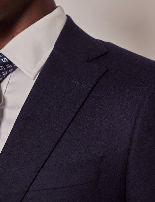 Navy Slim Flannel Suit Jacket - 1913 Collection-preview