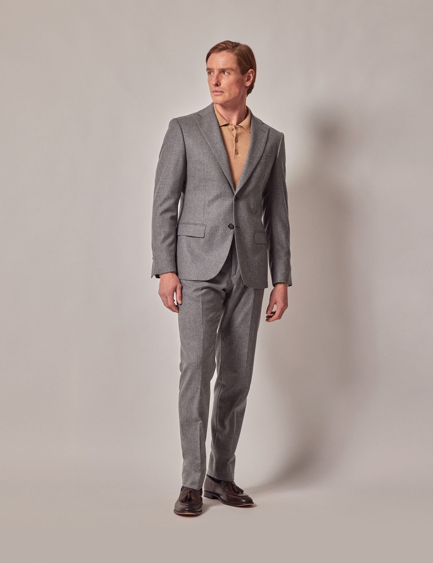 Men's Grey Slim Flannel Suit - 1913 Collection | Hawes & Curtis