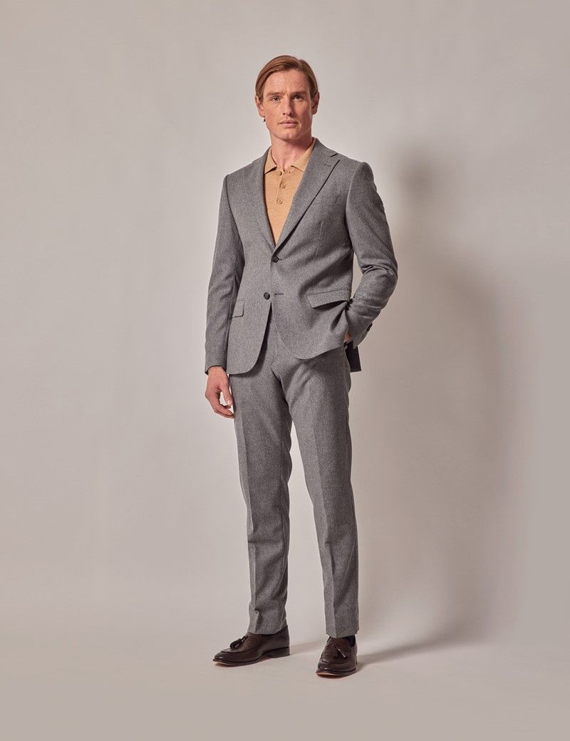 Men's Grey Slim Flannel Suit - 1913 Collection | Hawes & Curtis