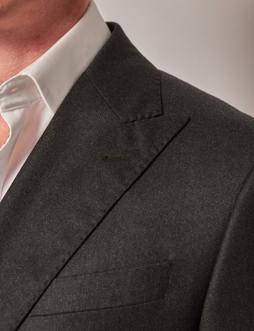 Green Double Breasted Flannel Slim Suit - 1913 Collection-preview