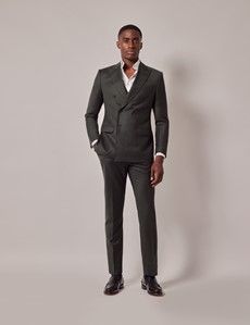 Green Double Breasted Flannel Slim Suit - 1913 Collection-preview10