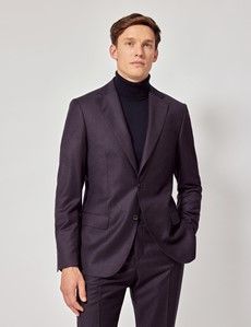 Dark Purple Italian Flannel Slim Fit Suit Jacket - 1913 Collection