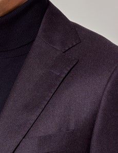 Dark Purple Italian Flannel Slim Fit Suit Jacket - 1913 Collection-preview1