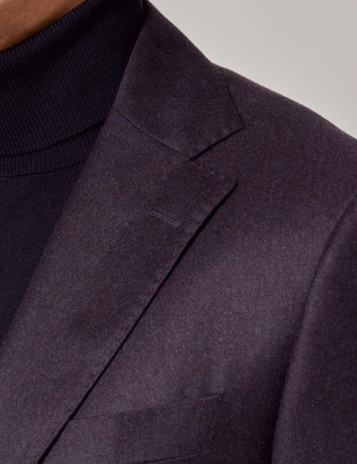 Dark Purple Italian Flannel Slim Fit Suit Jacket - 1913 Collection-preview