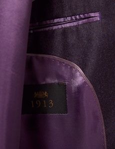 Dark Purple Italian Flannel Slim Fit Suit Jacket - 1913 Collection-preview3