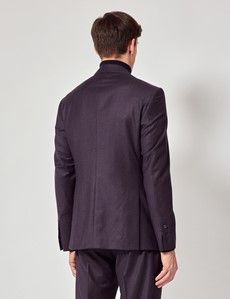 Dark Purple Italian Flannel Slim Fit Suit Jacket - 1913 Collection-preview4
