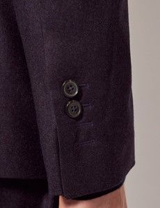 Dark Purple Italian Flannel Slim Fit Suit Jacket - 1913 Collection-preview6