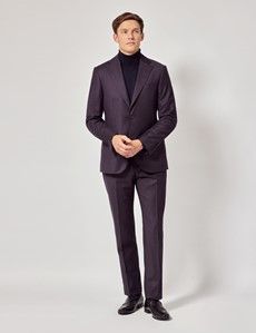 Dark Purple Italian Flannel Slim Fit Suit Jacket - 1913 Collection-preview7