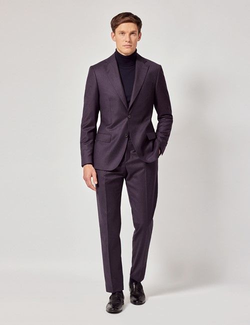 Dark Purple Italian Flannel Slim Fit Suit - 1913 Collection