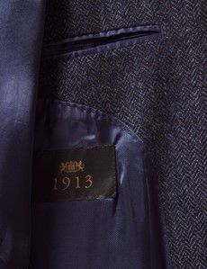 Blue Merino Herringbone Tweed Slim Suit Jacket - 1913 Collection-preview4