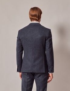 Blue Merino Herringbone Tweed Slim Suit Jacket - 1913 Collection-preview5