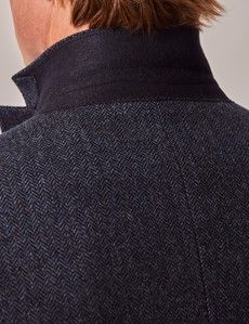 Blue Merino Herringbone Tweed Slim Suit Jacket - 1913 Collection-preview6