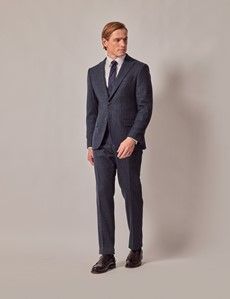 Blue Merino Herringbone Tweed Slim Suit Jacket - 1913 Collection-preview8