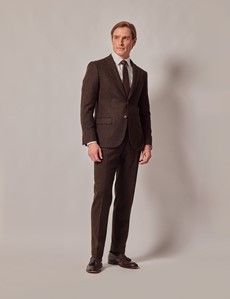 Brown Merino Herringbone Tweed Slim Suit - 1913 Collection