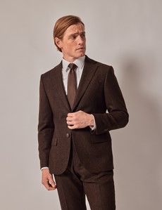 Brown Merino Herringbone Tweed Slim Suit - 1913 Collection-preview2