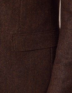 Brown Merino Herringbone Tweed Slim Suit - 1913 Collection-preview3