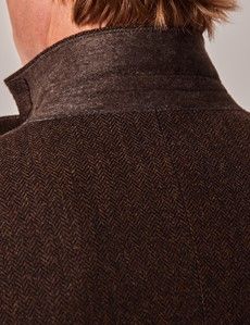 Brown Merino Herringbone Tweed Slim Suit - 1913 Collection-preview5