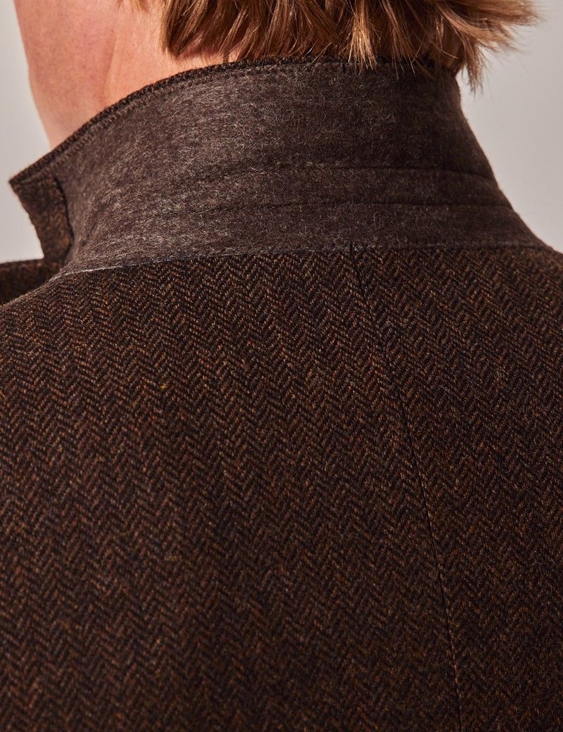 Men's Brown Merino Herringbone Tweed Slim Suit - 1913 Collection ...