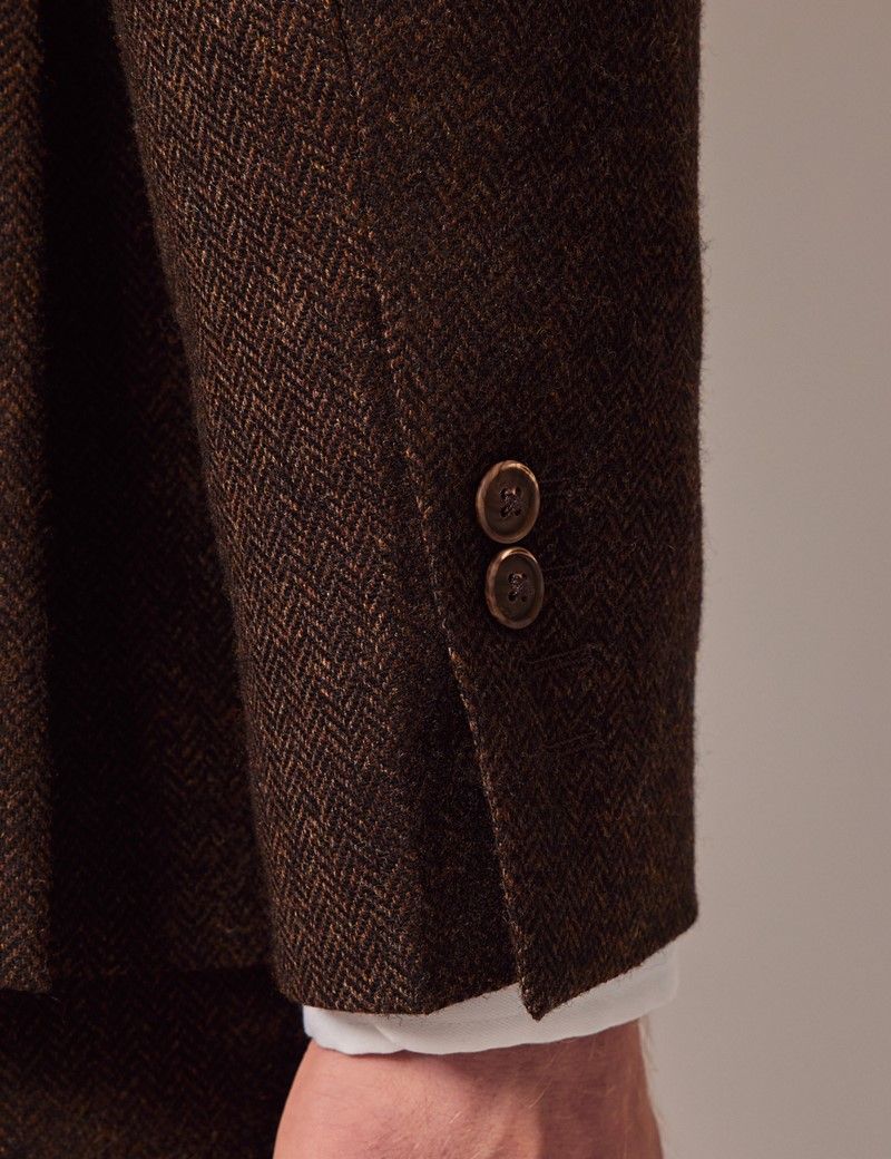 Men's Brown Merino Herringbone Tweed Slim Suit - 1913 Collection ...