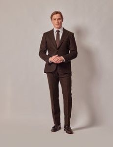 Brown Merino Herringbone Tweed Slim Suit - 1913 Collection-preview10