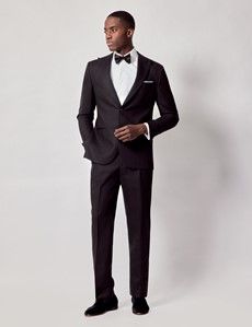 Black Italian Linen Tailored Fit Suit - 1913 Collection