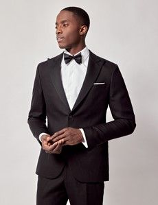 Black Italian Linen Tailored Fit Suit - 1913 Collection-preview2