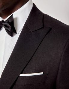 Black Italian Linen Tailored Fit Suit - 1913 Collection-preview1