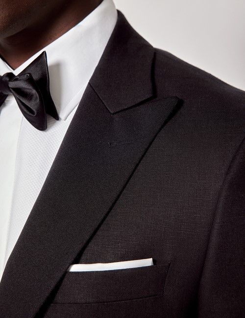 Black Italian Linen Tailored Fit Suit - 1913 Collection-preview