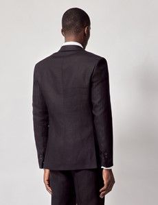 Black Italian Linen Tailored Fit Suit - 1913 Collection-preview5