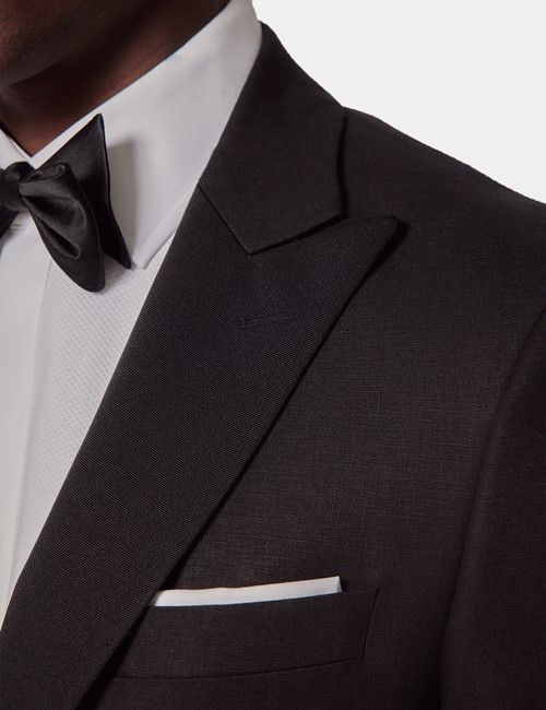 Black Italian Linen Tailored Fit Suit - 1913 Collection-preview