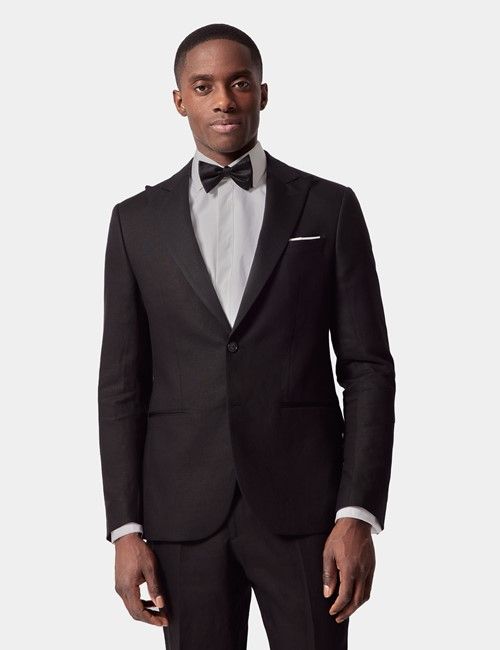 Black Italian Linen Tailored Fit Suit - 1913 Collection
