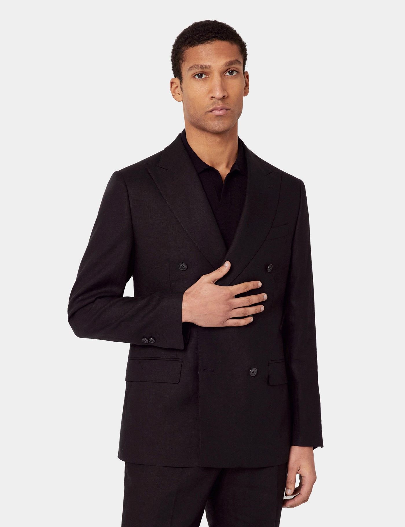 Tailored Fit Black Semi Plain 1913 Suit Jacket