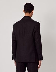 Black Italian Linen Tailored Fit Double Breasted Suit - 1913 Collection-preview5
