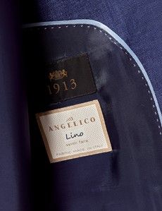 Royal Blue Semi Plain Italian Linen Tailored Fit Suit Jacket - 1913 Collection-preview4